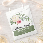 Tak, groen witte bloemen roze rose bruiloft bedankzakje (Geknipt)