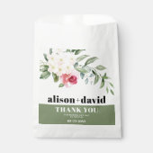 Tak, groen witte bloemen roze rose bruiloft bedankzakje (Voorkant)