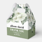 Tak, groen witte bloemen typografie bruiloft bedankdoosjes (Voorkant Zijde)