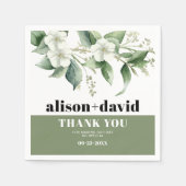 Tak, groen witte bloemen typografie bruiloft servet (Voorkant)