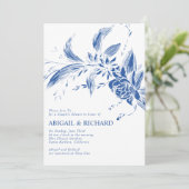 Tak met blauwe bloemen bruiloft koppels douche kaart (Staand voorkant)