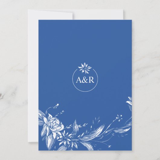 Tak met blauwe bloemen bruiloft vrijgezellenfeest kaart (Achterkant)