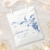 Tak met blauwe en witte bloemen bruiloft bedankzakje (Geknipt)
