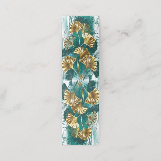 Tak met gouden bladeren Ginko Biloba Afsprakenkaart (Buitenkant ongevouwen)