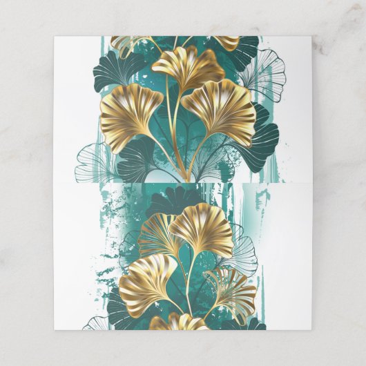 Tak met gouden bladeren Ginko Biloba Afsprakenkaart (Buitenkant ongevouwen)