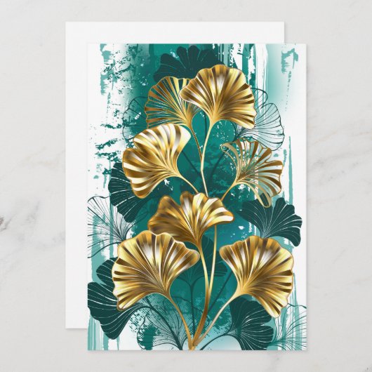 Tak met gouden bladeren Ginko Biloba Bedankkaart (Voorkant / Achterkant)