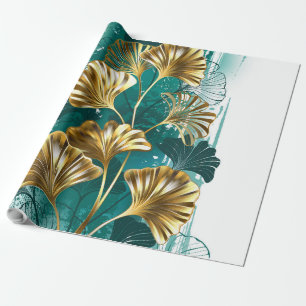 Tak met gouden bladeren Ginko Biloba Cadeaupapier