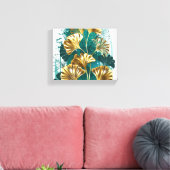 Tak met gouden bladeren Ginko Biloba Canvas Afdruk (Insitu (Woonkamer))