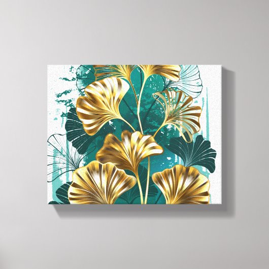 Tak met gouden bladeren Ginko Biloba Canvas Afdruk (Voorkant)