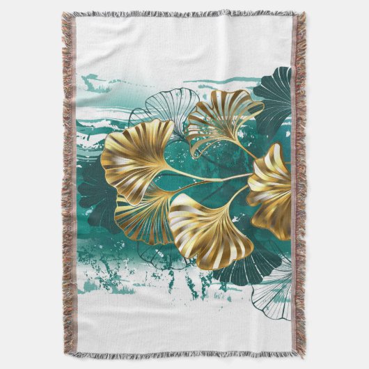 Tak met gouden bladeren Ginko Biloba Deken (Voorkant Verticaal)