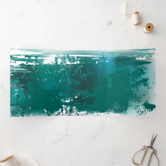 Tak met gouden bladeren Ginko Biloba Drieluik Uitnodiging (Binnen)