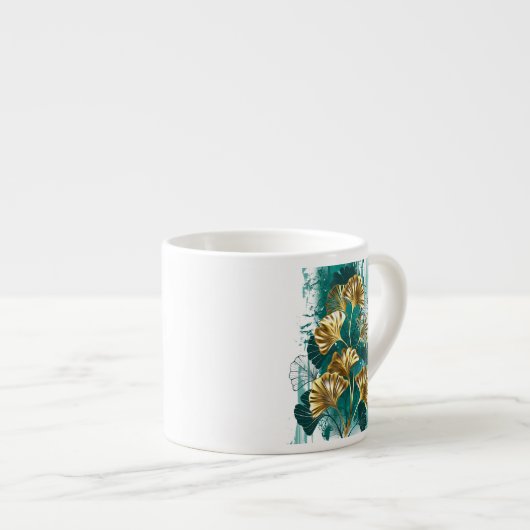 Tak met gouden bladeren Ginko Biloba Espresso Kop (Voorkant rechts)