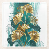 Tak met gouden bladeren Ginko Biloba Glazen Onderzetter (Voorkant)