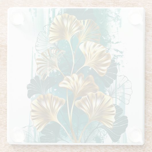 Tak met gouden bladeren Ginko Biloba Glazen Onderzetter (Achterkant)