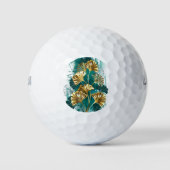 Tak met gouden bladeren Ginko Biloba Golfballen (Voorkant)