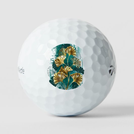 Tak met gouden bladeren Ginko Biloba Golfballen (Voorkant)
