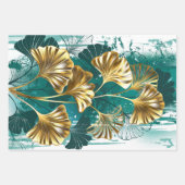 Tak met gouden bladeren Ginko Biloba Inpakpapier Vel (Voorkant 3)