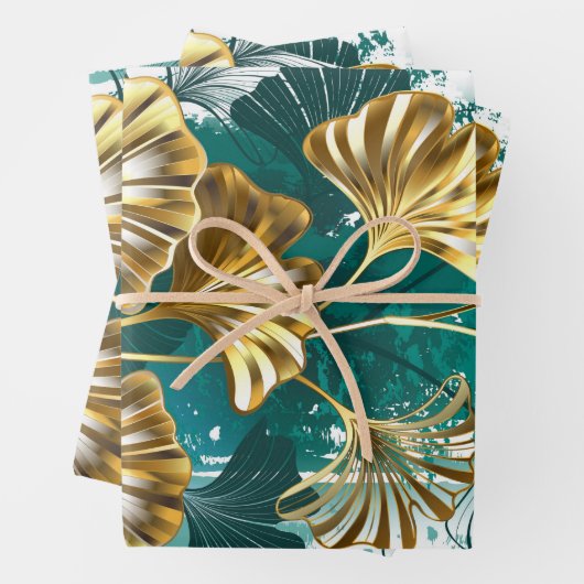 Tak met gouden bladeren Ginko Biloba Inpakpapier Vel (In situ)