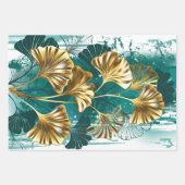 Tak met gouden bladeren Ginko Biloba Inpakpapier Vel (Voorkant)