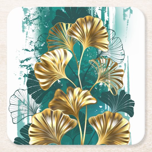 Tak met gouden bladeren Ginko Biloba Kartonnen Onderzetters (Voorkant)
