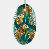 Tak met gouden bladeren Ginko Biloba Keramisch Ornament (Rechts)
