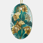 Tak met gouden bladeren Ginko Biloba Keramisch Ornament (Links)