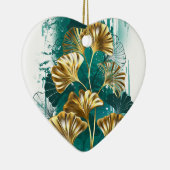 Tak met gouden bladeren Ginko Biloba Keramisch Ornament (Rechts)