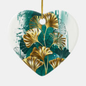 Tak met gouden bladeren Ginko Biloba Keramisch Ornament (Achterkant)