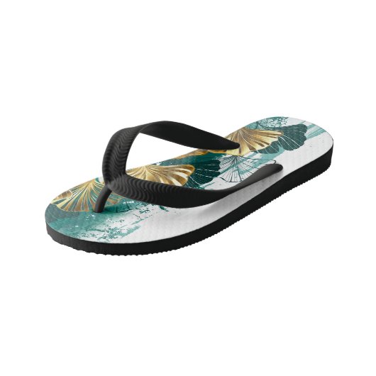 Tak met gouden bladeren Ginko Biloba Kinder Teenslippers (Schuin)