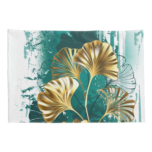 Tak met gouden bladeren Ginko Biloba Kussensloop (Achterkant-Rechts)