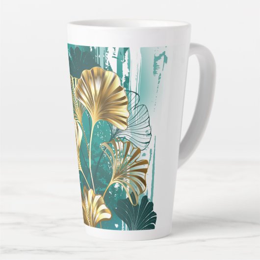 Tak met gouden bladeren Ginko Biloba Latte Mok (Rechterhoek)