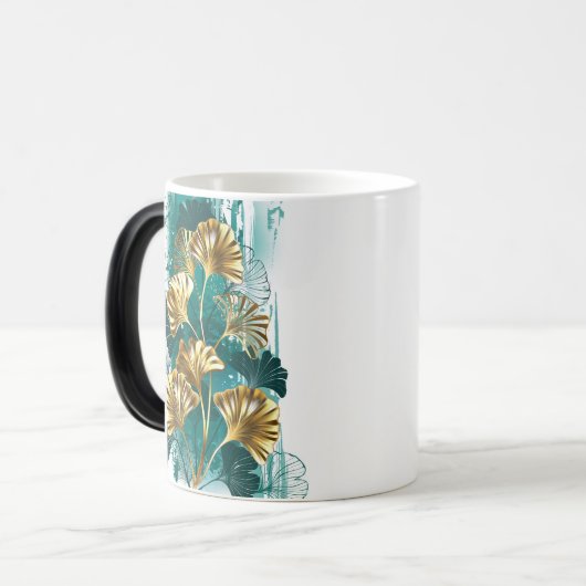 Tak met gouden bladeren Ginko Biloba Magische Mok (Voorkant links)