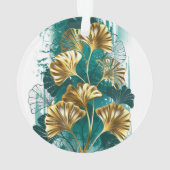 Tak met gouden bladeren Ginko Biloba Ornament (achterkant)