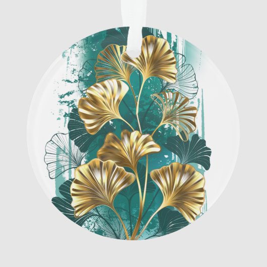 Tak met gouden bladeren Ginko Biloba Ornament (achterkant)