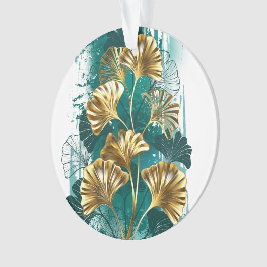 Tak met gouden bladeren Ginko Biloba Ornament (voorkant)