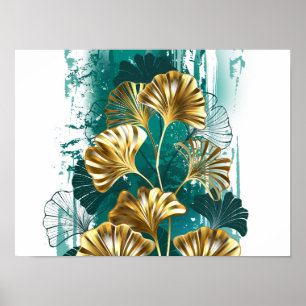 Tak met gouden bladeren Ginko Biloba Poster