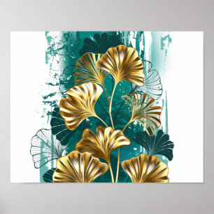 Tak met gouden bladeren Ginko Biloba Poster