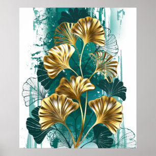 Tak met gouden bladeren Ginko Biloba Poster