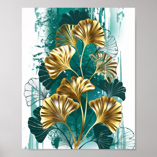 Tak met gouden bladeren Ginko Biloba Poster (Voorkant)
