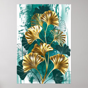 Tak met gouden bladeren Ginko Biloba Poster