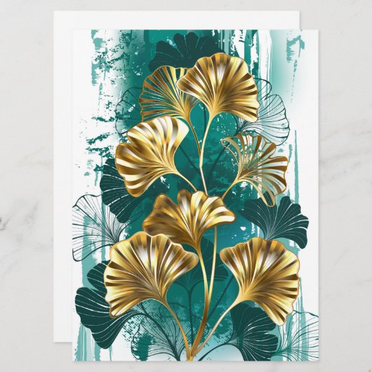 Tak met gouden bladeren Ginko Biloba Programmakaart (Voorkant / Achterkant)