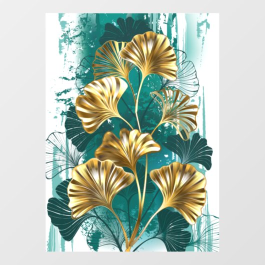 Tak met gouden bladeren Ginko Biloba Raamsticker (Vel)