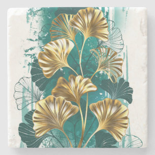 Tak met gouden bladeren Ginko Biloba Stenen Onderzetter