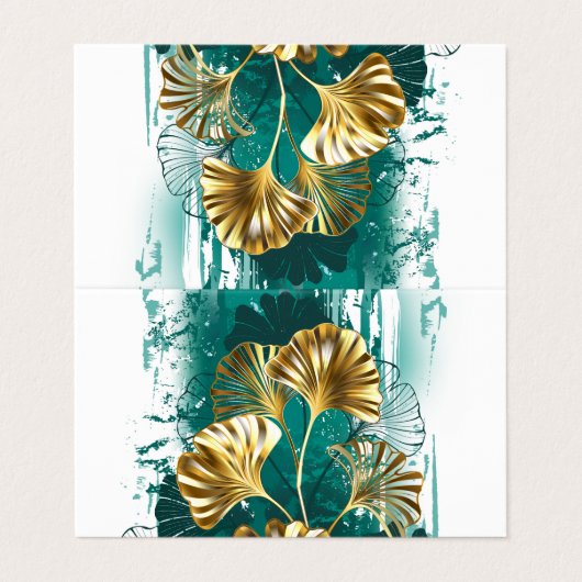 Tak met gouden bladeren Ginko Biloba Visitekaartje (Buitenkant ongevouwen)