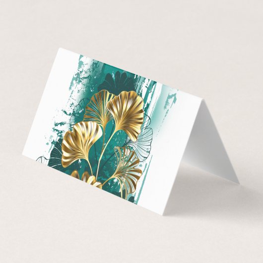Tak met gouden bladeren Ginko Biloba Visitekaartje (Achterkant)