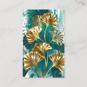 Tak met gouden bladeren Ginko Biloba Visitekaartje