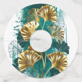 Tak met gouden bladeren Ginko Biloba Wijnglaslabel (Voorkant)