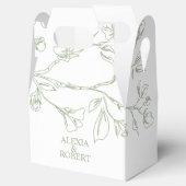 Tak met lijn kunst salie groene bloemen bruiloft bedankdoosjes (Geopend)