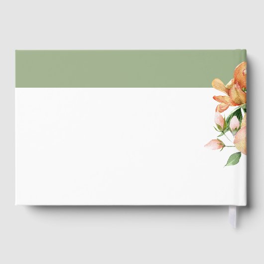 Tak met perzik frose bloemen bloemenbruiloft gastenboek (Achterkant)