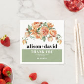 Tak met perzik roos bloemen en bladeren bruiloft servet (Insitu)